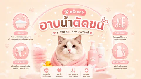 แพ็คเกจอาบน้ำตัดขน Fear free