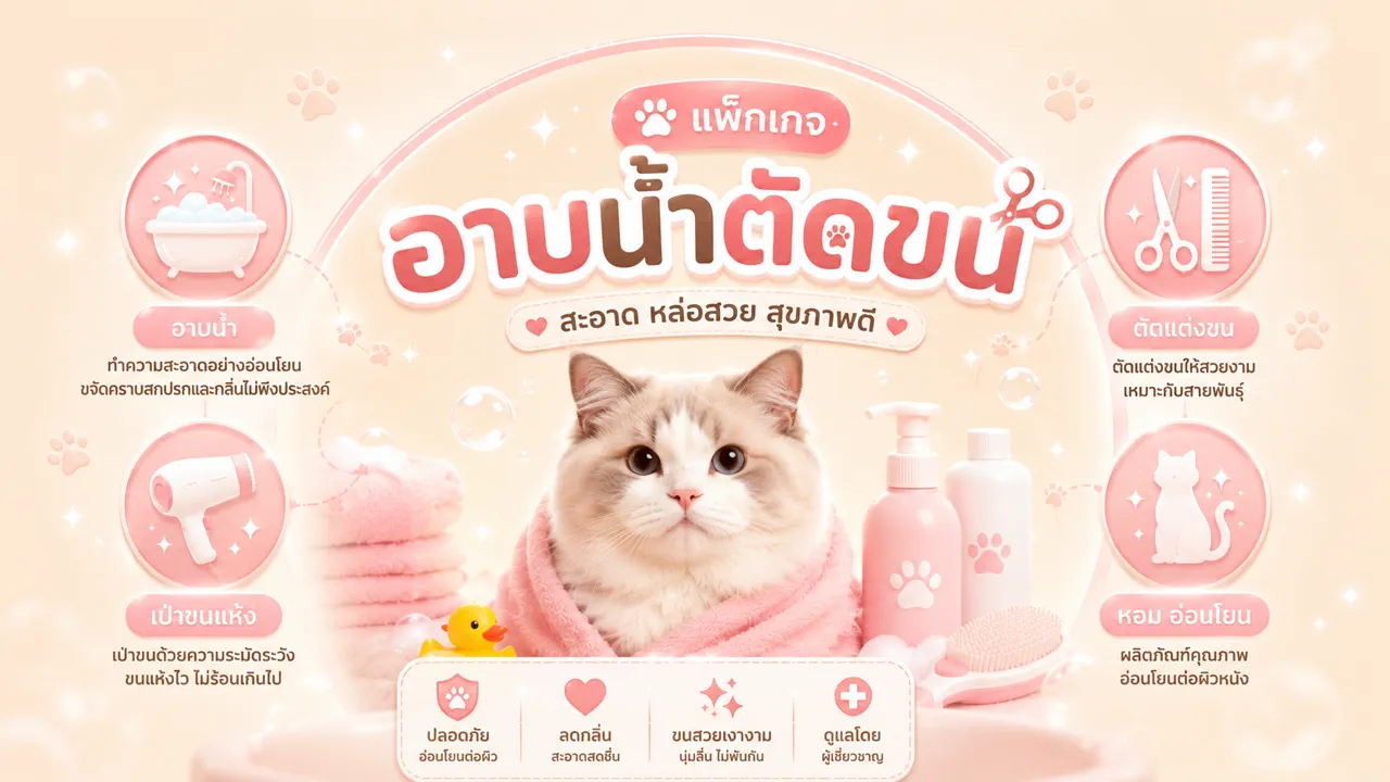 แพ็คเกจอาบน้ำตัดขน Fear free